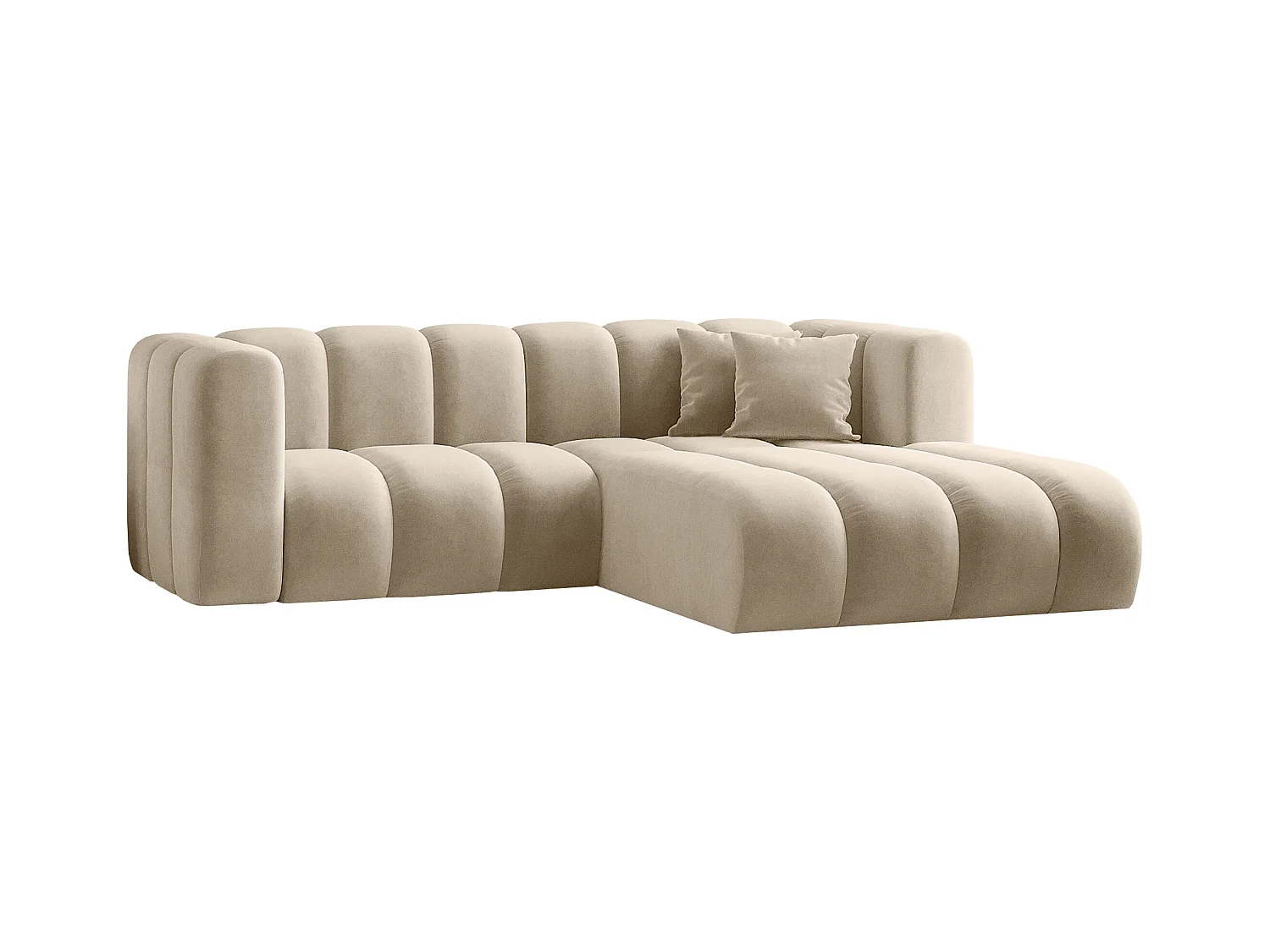 Canapé d'angle en L, Sofa Grand modulable tissu Salvador Beige Droit