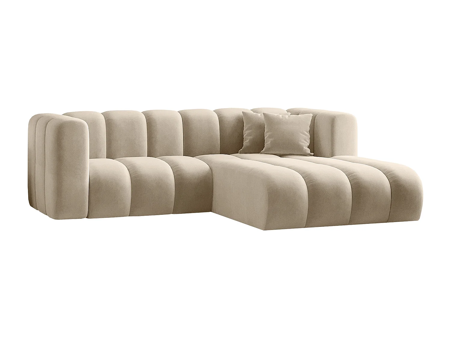 Canapé d'angle en L, Sofa Grand modulable tissu Salvador Beige Droit