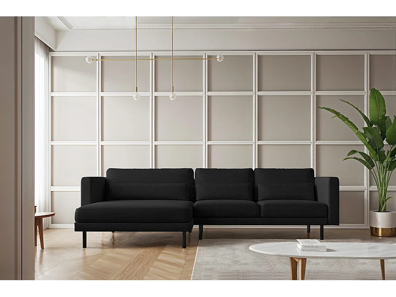 Ecksofa L-form Dani modern und geräumig Stoff Verita Schwarz Links