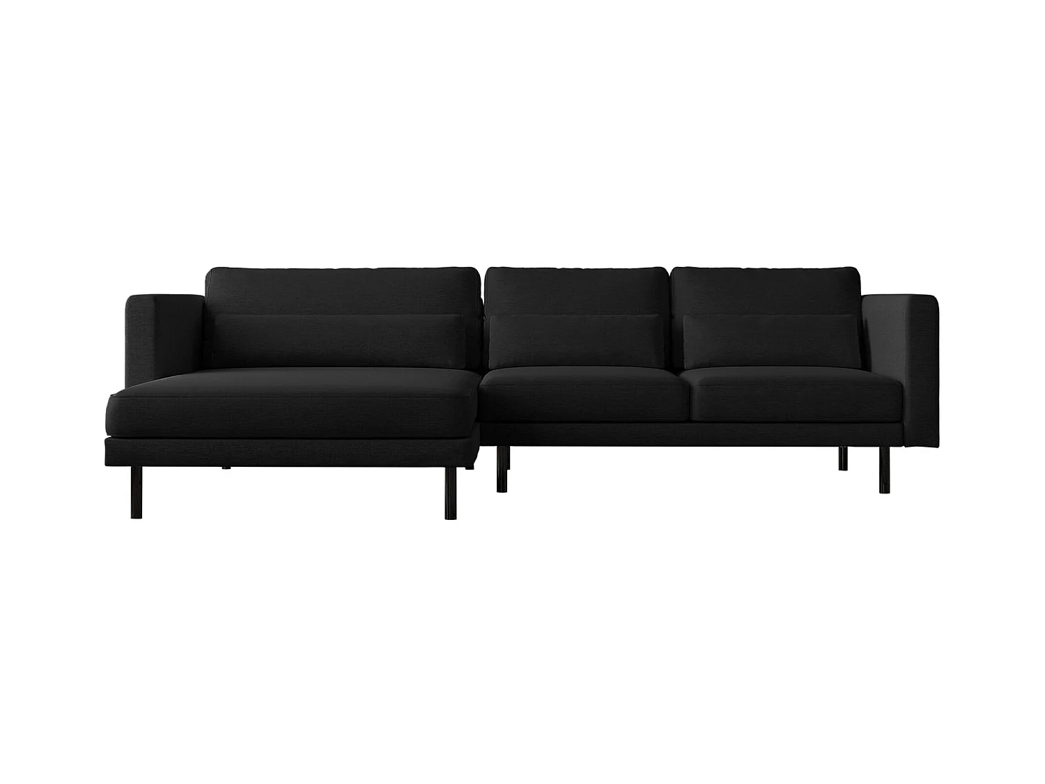 Canapé d'angle L-form Dani moderne et spacieux tissu Verita Noir Gauche