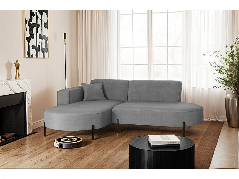 Ecksofa, Sofa L-Form Designer Modena Rein stoff Noel Aschgrau Links