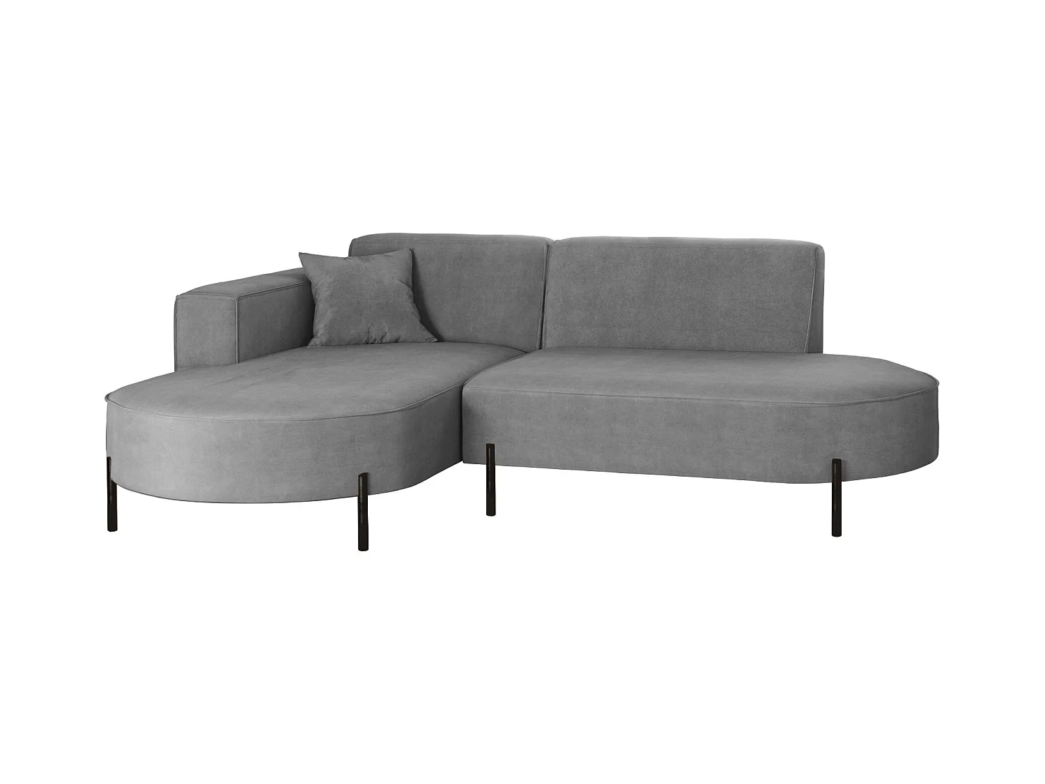 Canapé d'angle, canapé en L, designer Modena, tissu pur Noel, gris cendré, gauche