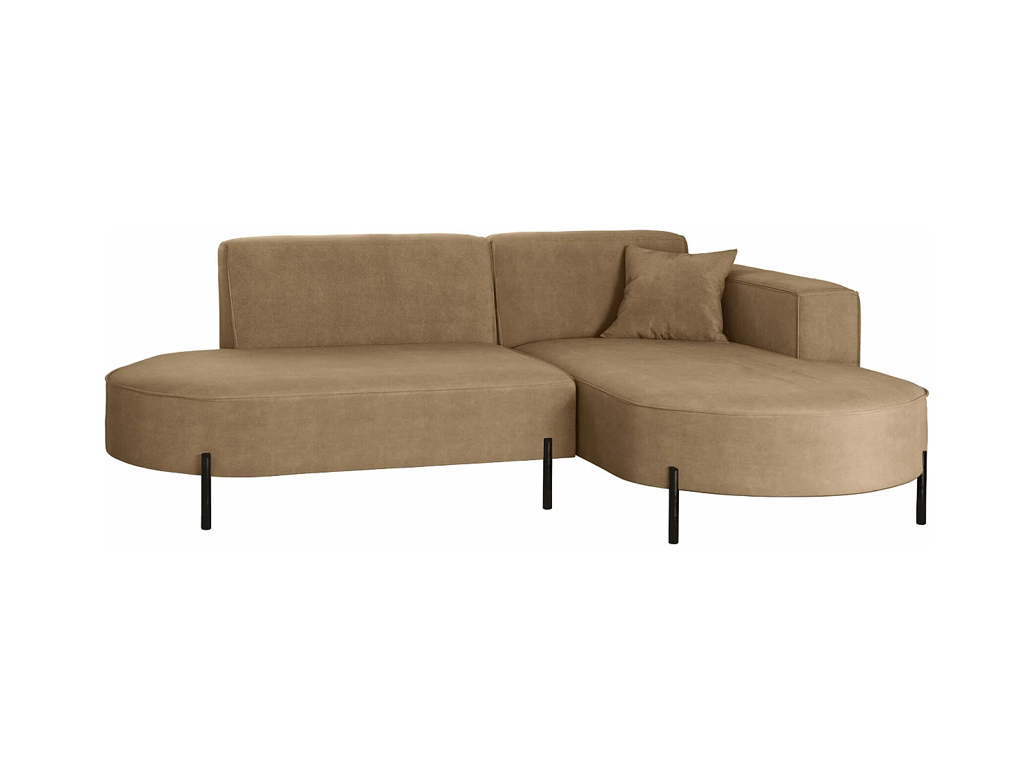 Canapé d'angle, canapé en L, designer Modena, tissu pur Noel Beige, droite