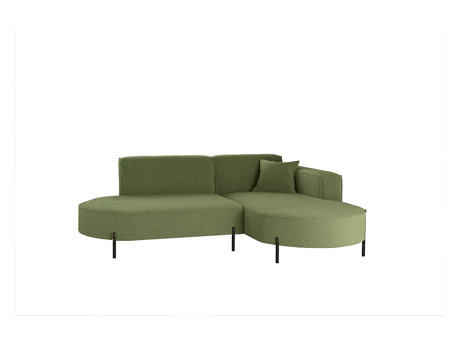 Canapé d'angle, canapé en L design Modena tissu pur source olive droite