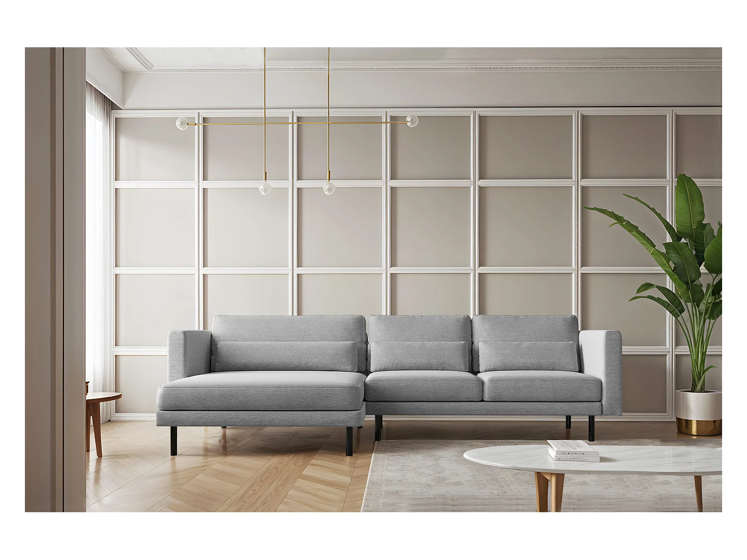 Ecksofa L-form Dani modern und geräumig Stoff Verita Grau Links