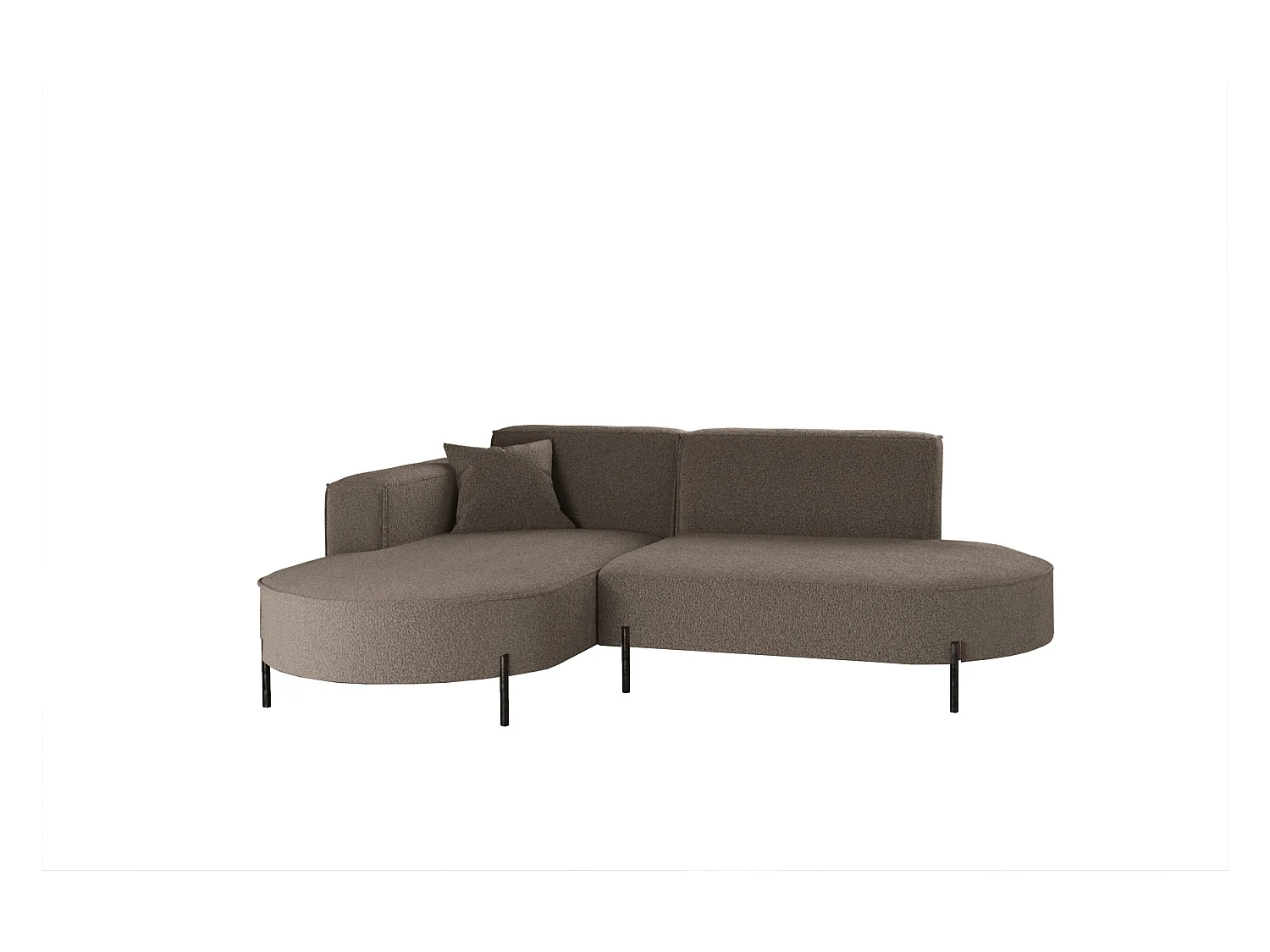 Canapé d'angle, canapé en L, designer Modena, tissu pur, source marron, gauche