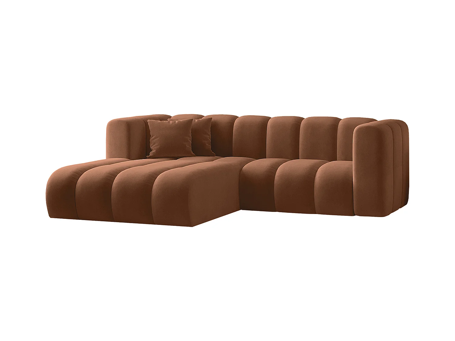 Canapé d'angle en L, Sofa Grand modulable en tissu Salvador Brown Gauche
