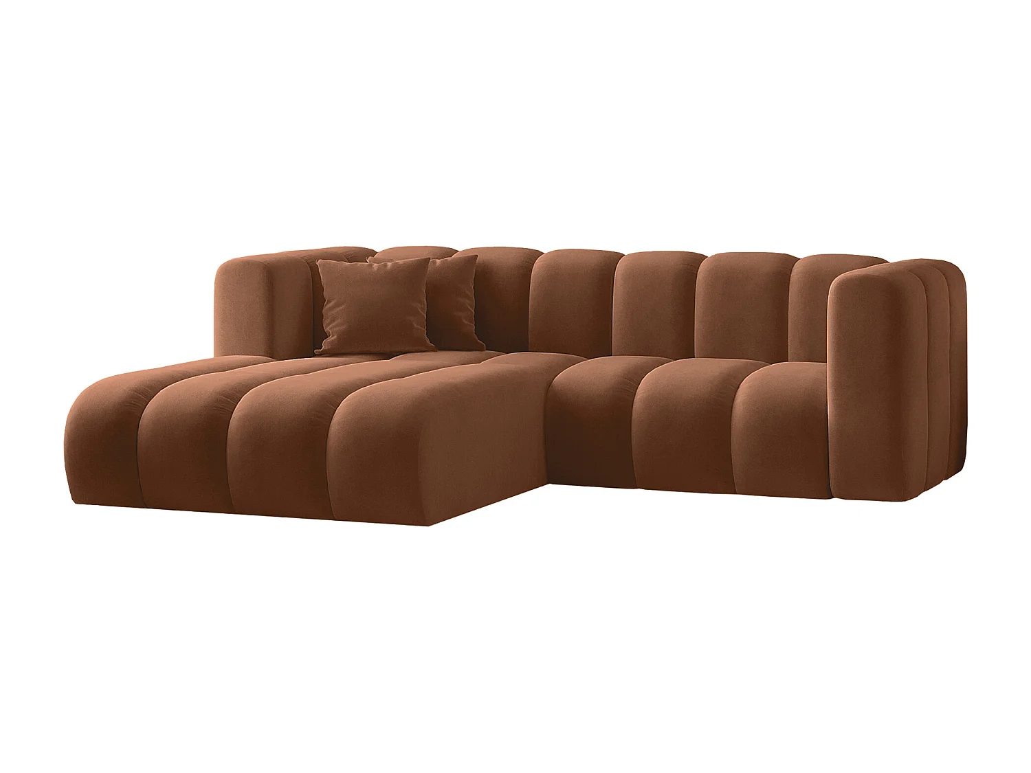 Canapé d'angle en L, Sofa Grand modulable en tissu Salvador Brown Gauche