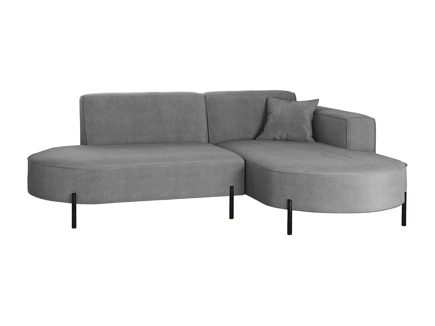 Canapé d'angle, canapé en L, designer Modena, tissu pur Noel, gris cendré, droite