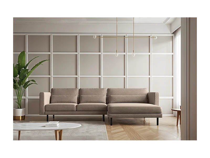 Ecksofa L-form Dani modern und geräumig Stoff Verita Warmbeige Rechts