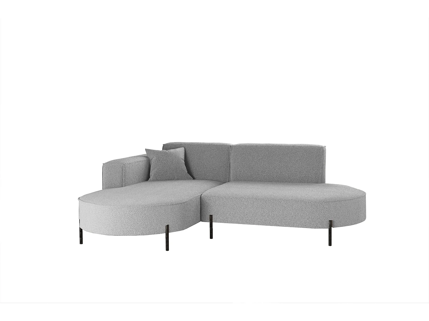 Canapé d'angle, canapé en L design Modena tissu pur source gris gauche