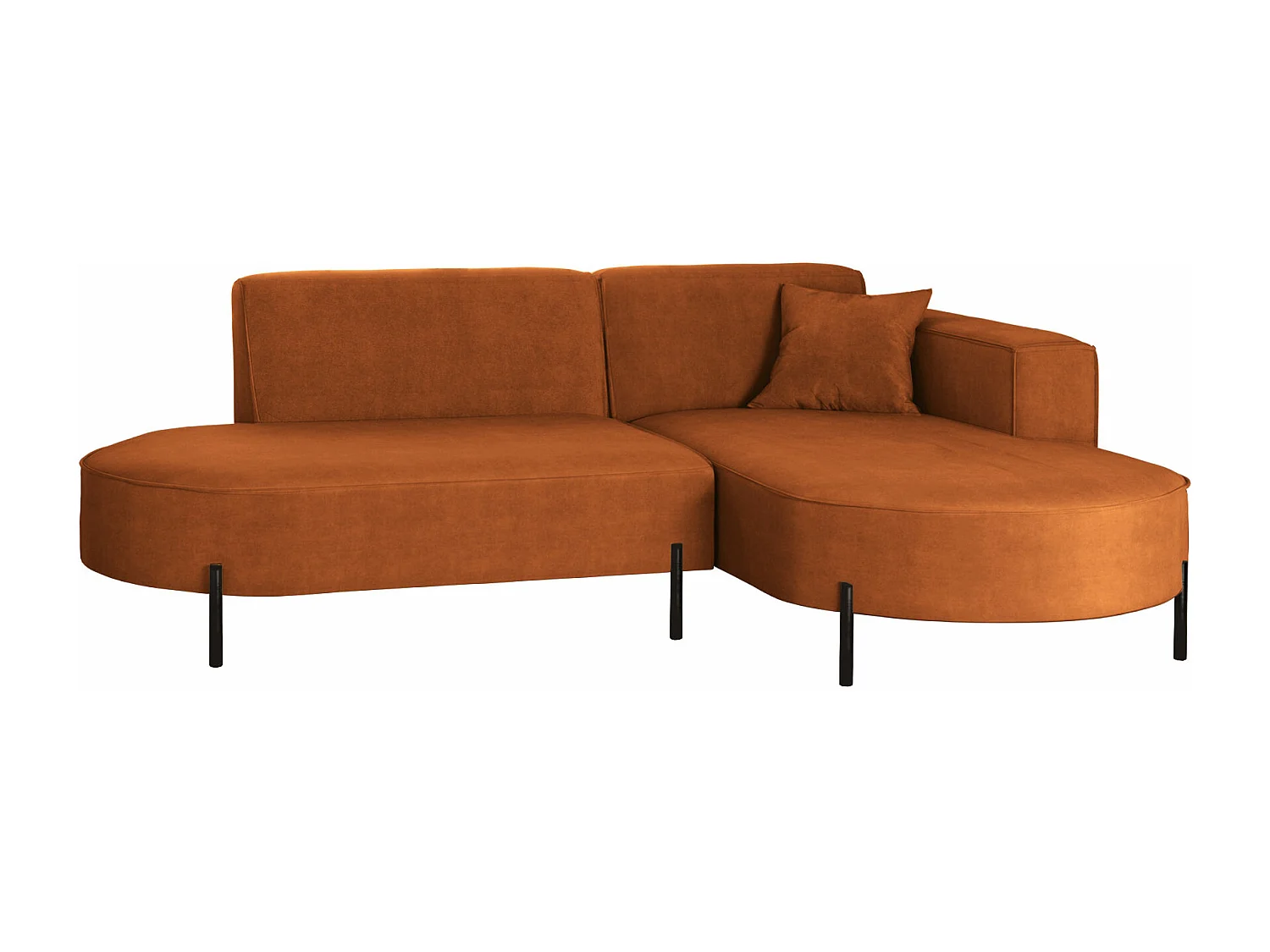 Canapé d'angle, canapé en L, designer Modena, tissu pur Noel Orange, droite