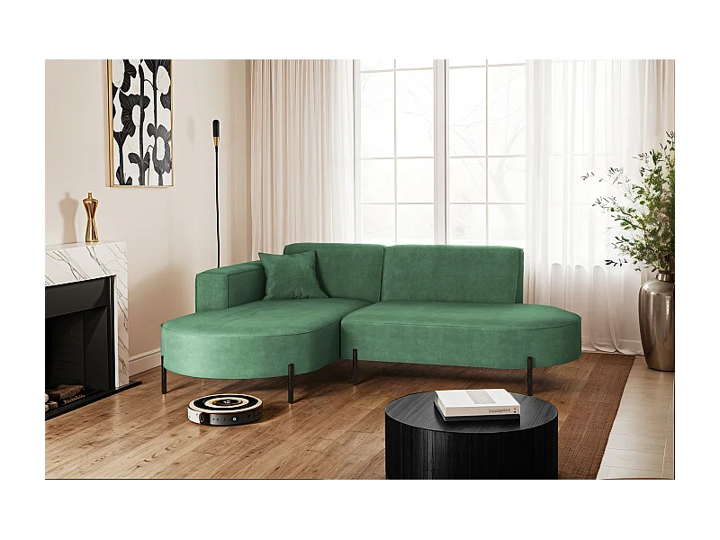 Canapé d'angle, Canapé L-Form Designer Modena Pure tissu Noel Pistache Gauche