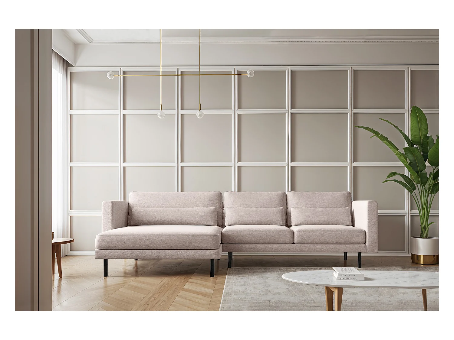 Ecksofa L-form Dani modern und geräumig Stoff Verita Beige Links