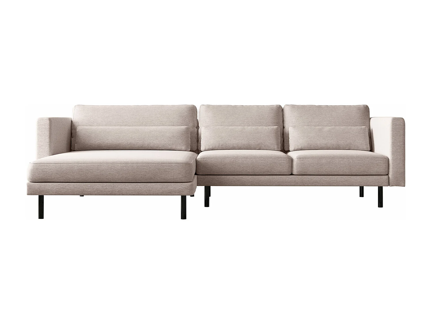 Canapé d'angle L-form Dani moderne et spacieux tissu Verita Beige Gauche