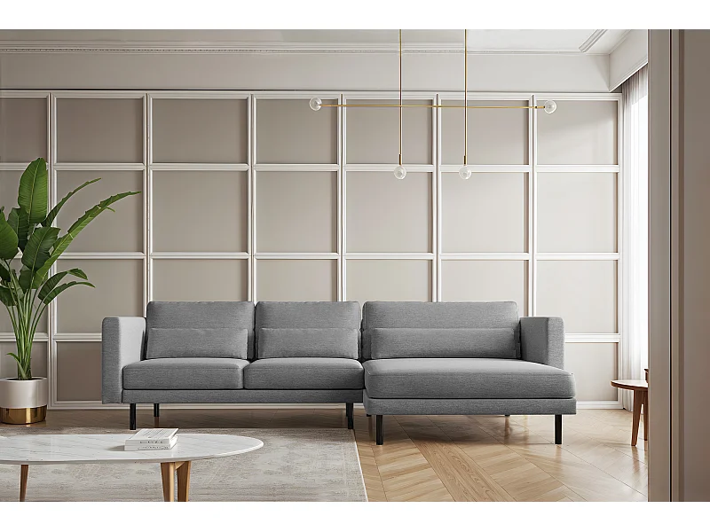Ecksofa L-form Dani modern und geräumig Stoff Verita Stahl Rechts