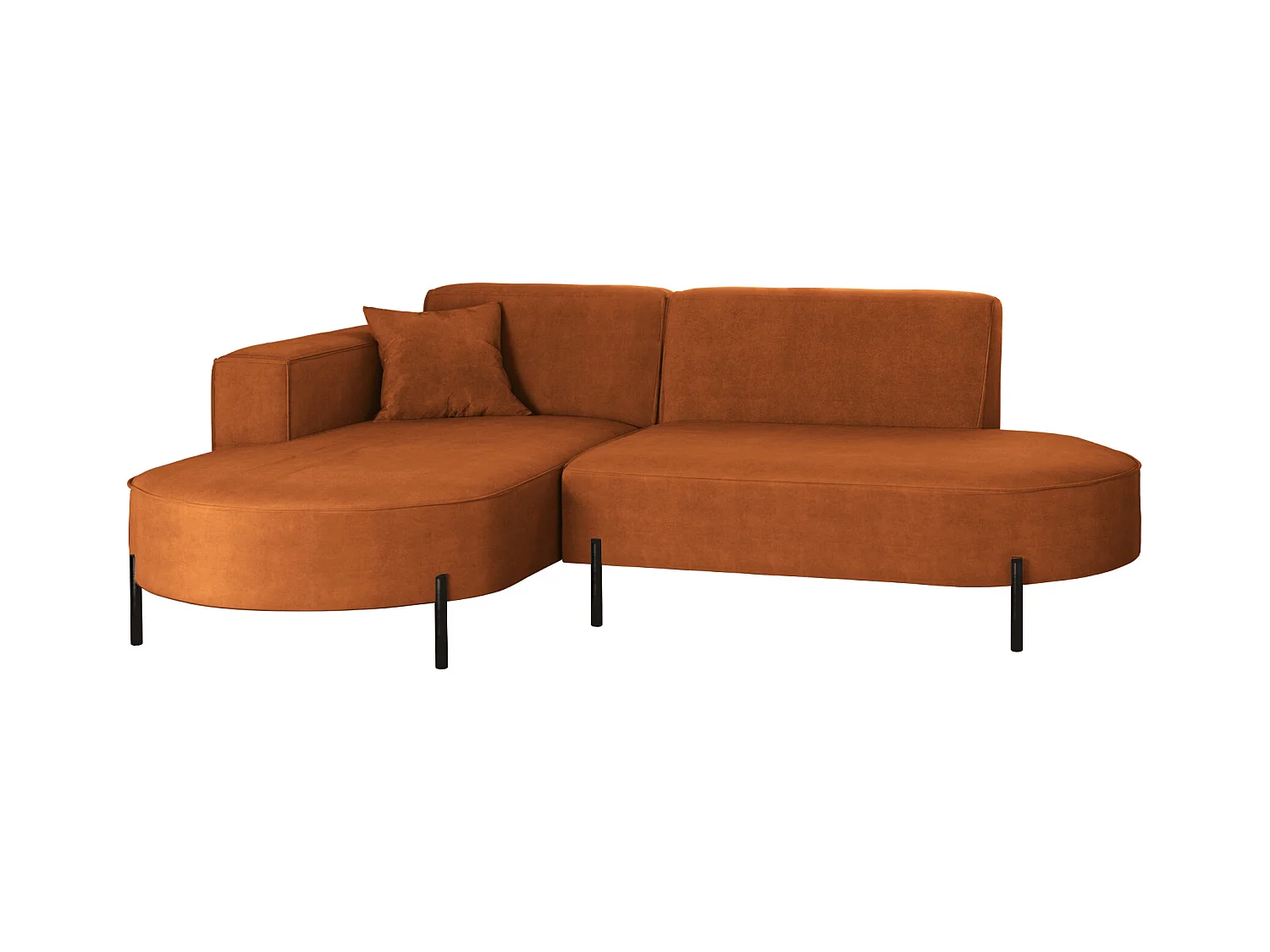 Canapé d'angle, canapé en L, designer Modena, tissu pur Noel Orange, gauche