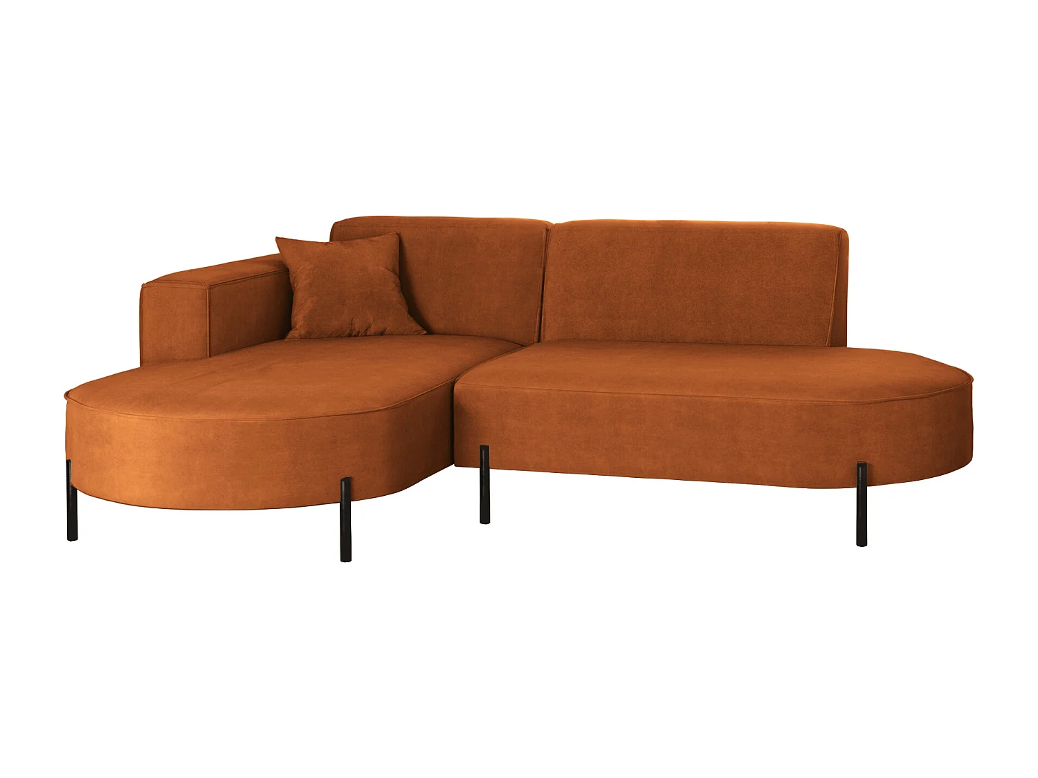 Canapé d'angle, canapé en L, designer Modena, tissu pur Noel Orange, gauche