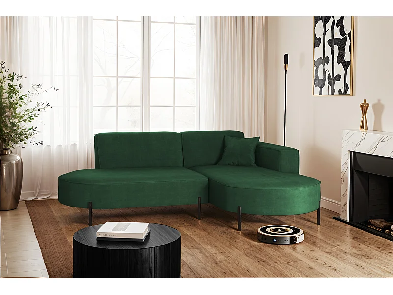 Divano angolare, divano a L, designer Modena, tessuto puro Noel Green, a destra