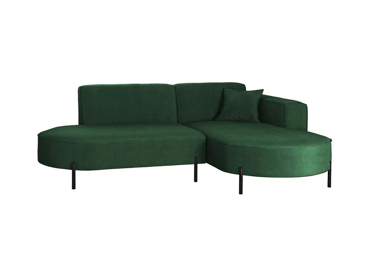 Canapé d'angle, canapé en L, designer Modena, tissu pur Noel Green, droite