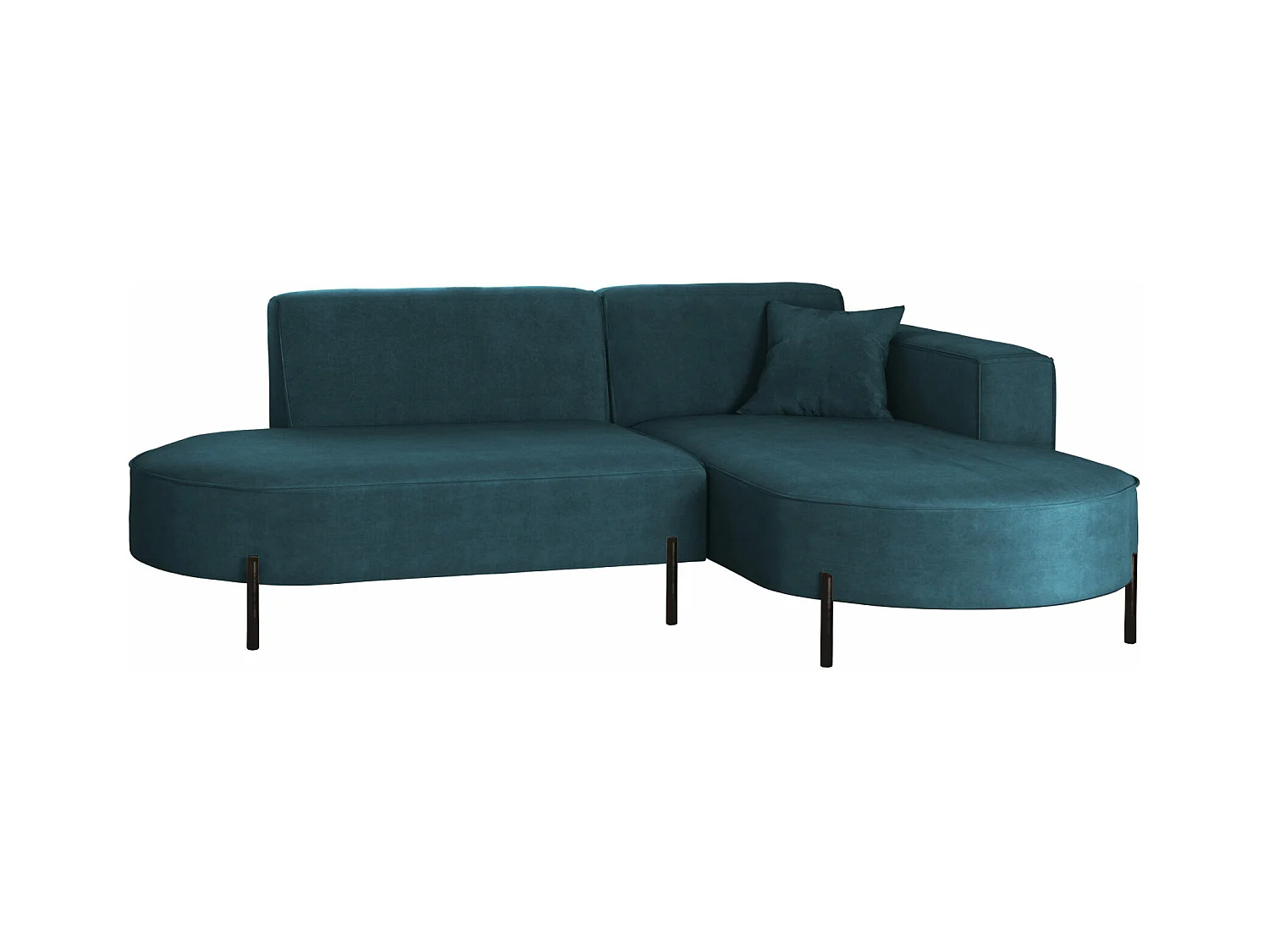 Canapé d'angle, canapé en L, designer Modena, tissu pur Noel Blue, droite