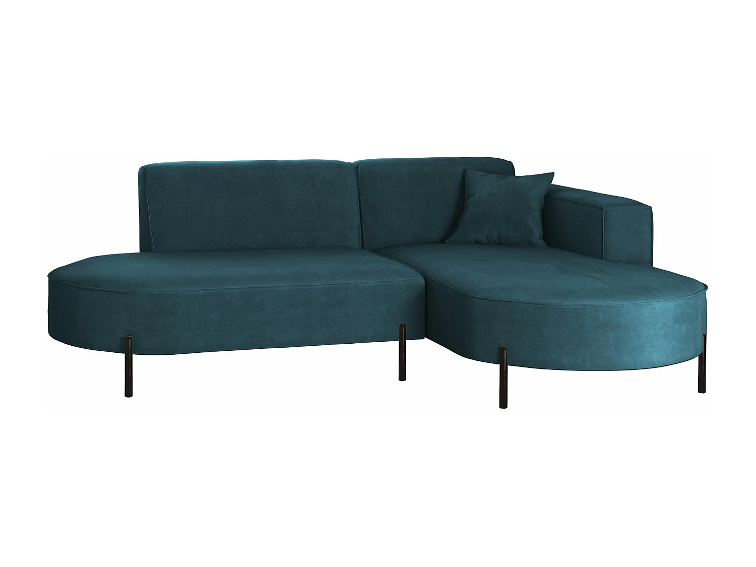 Canapé d'angle, canapé en L, designer Modena, tissu pur Noel Blue, droite