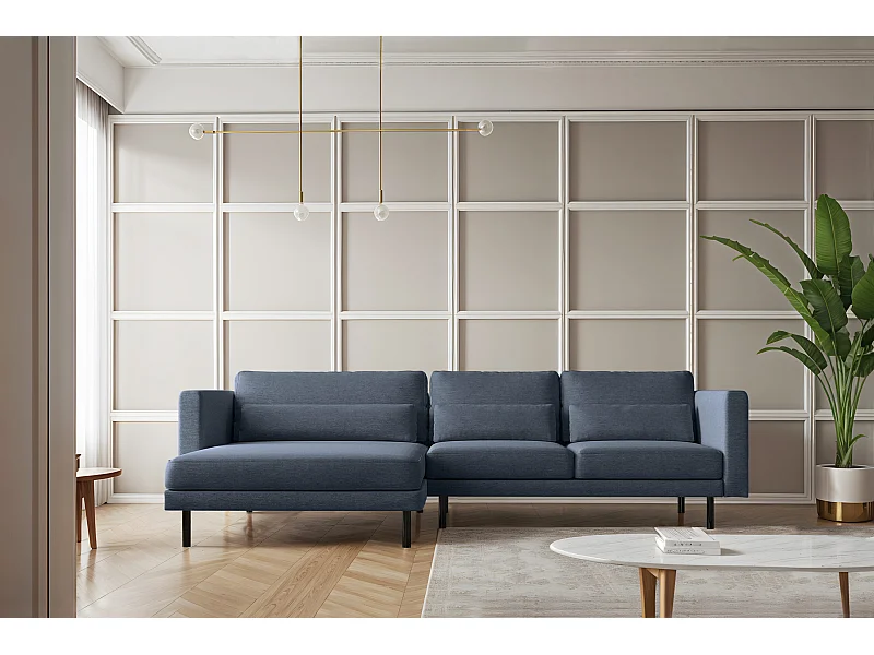 Ecksofa L-form Dani modern und geräumig Stoff Verita Marineblau Links