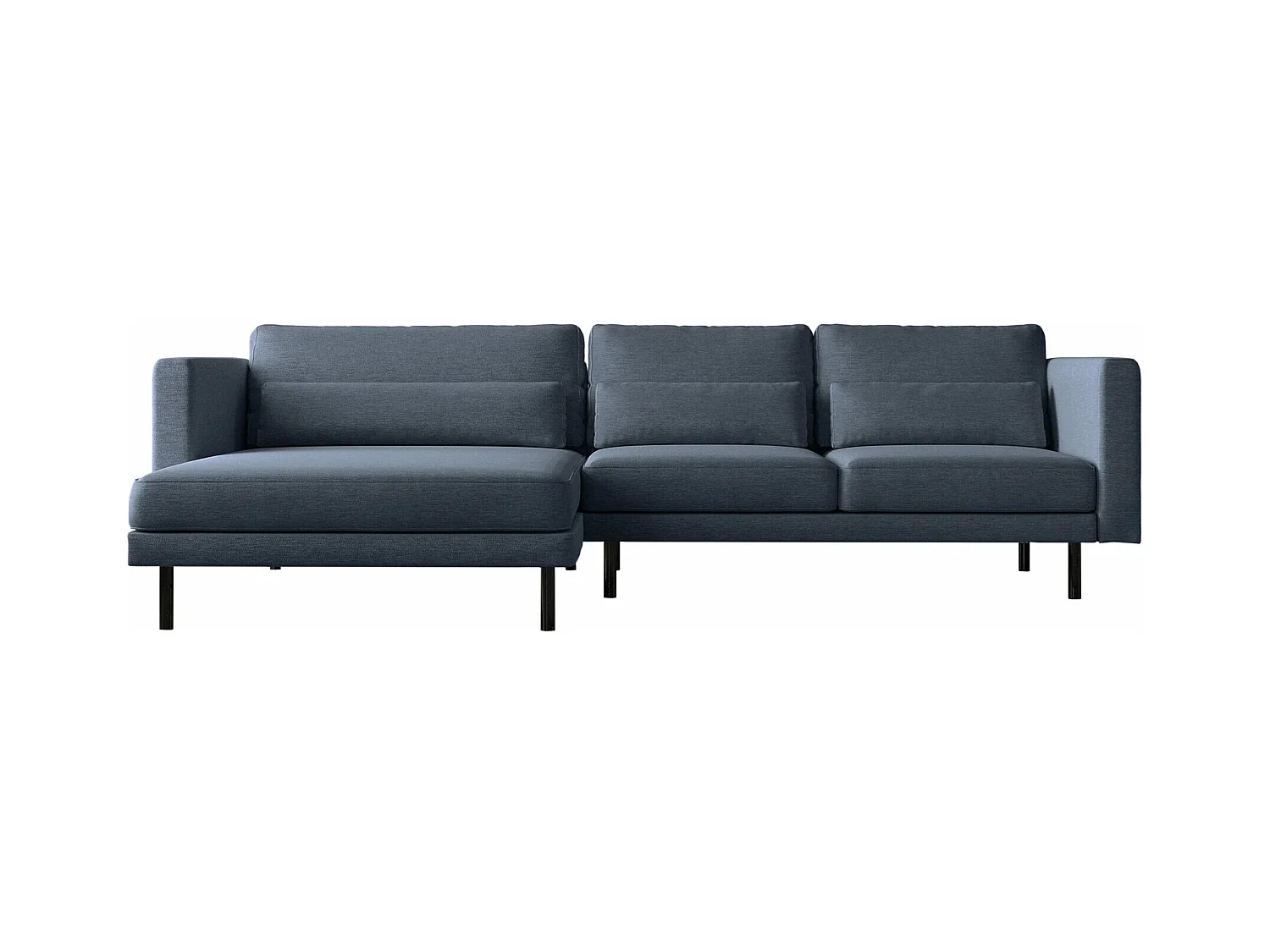 Canapé d'angle L-form Dani moderne et spacieux tissu Verita bleu marine gauche