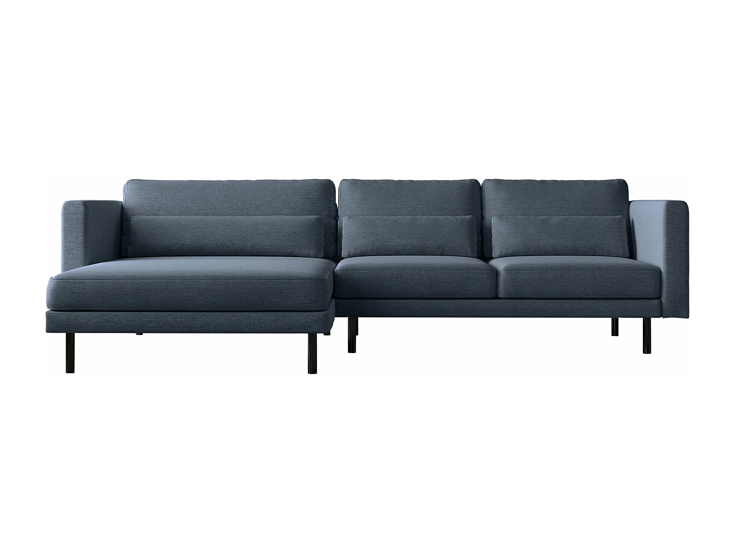 Canapé d'angle L-form Dani moderne et spacieux tissu Verita bleu marine gauche