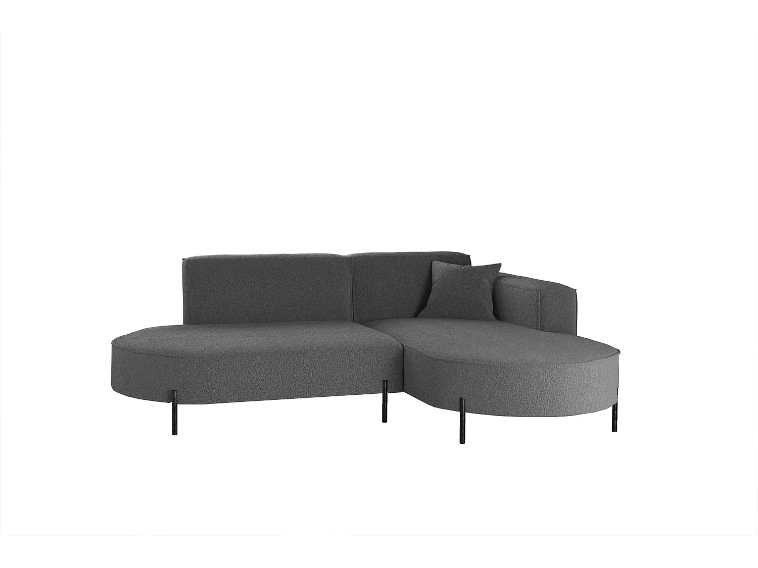 Canapé d'angle, canapé en L, designer Modena, tissu pur, source graphite, droite