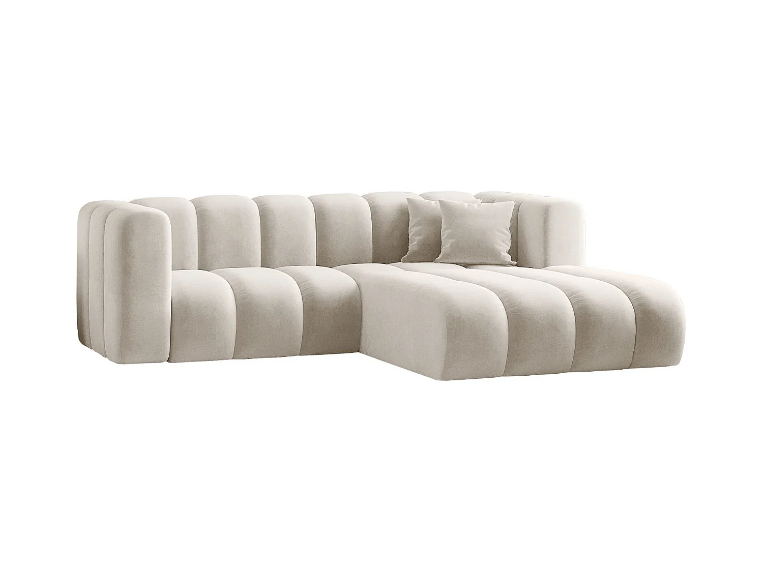Canapé d'angle en L, Sofa Grand modulable tissu Salvador Gris Clair Droit