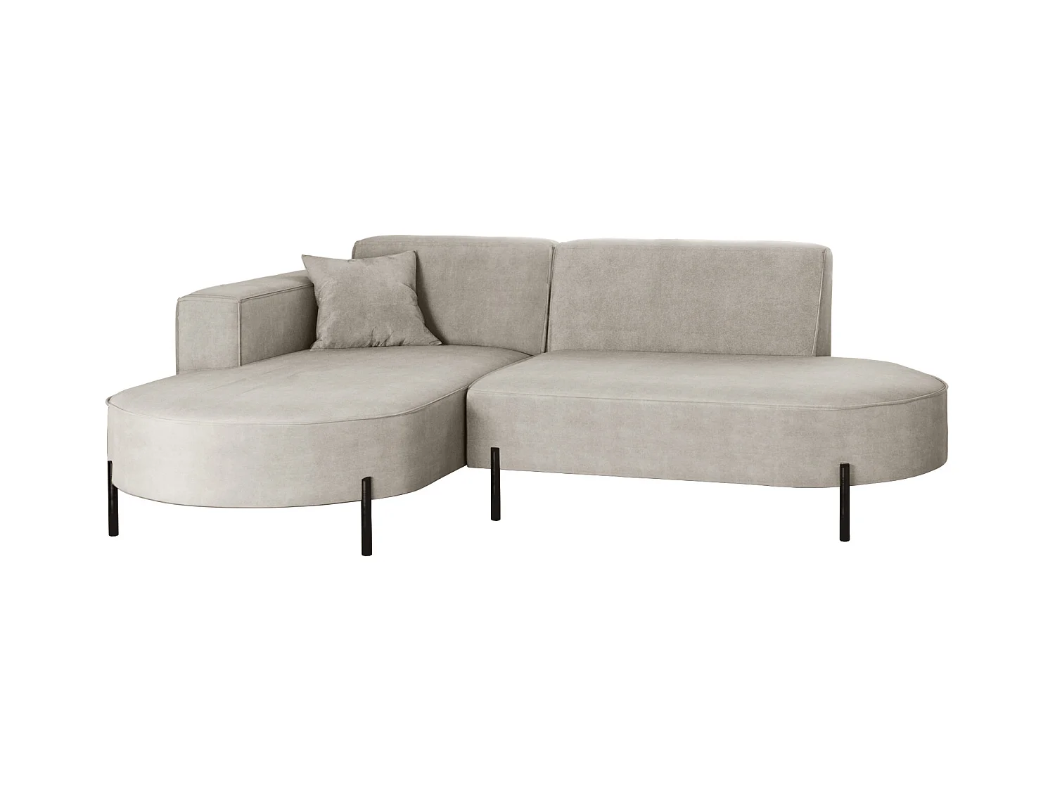 Canapé d'angle, canapé en L, designer Modena, tissu pur Noel, gris clair, gauche