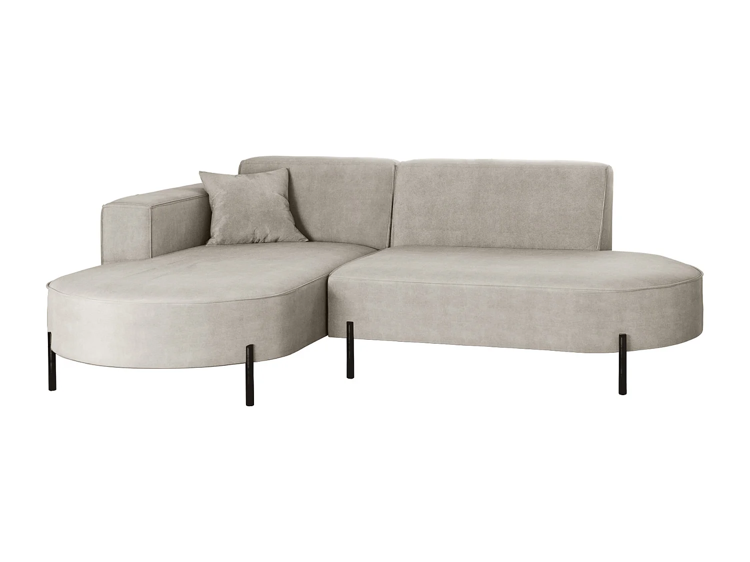 Canapé d'angle, canapé en L, designer Modena, tissu pur Noel, gris clair, gauche