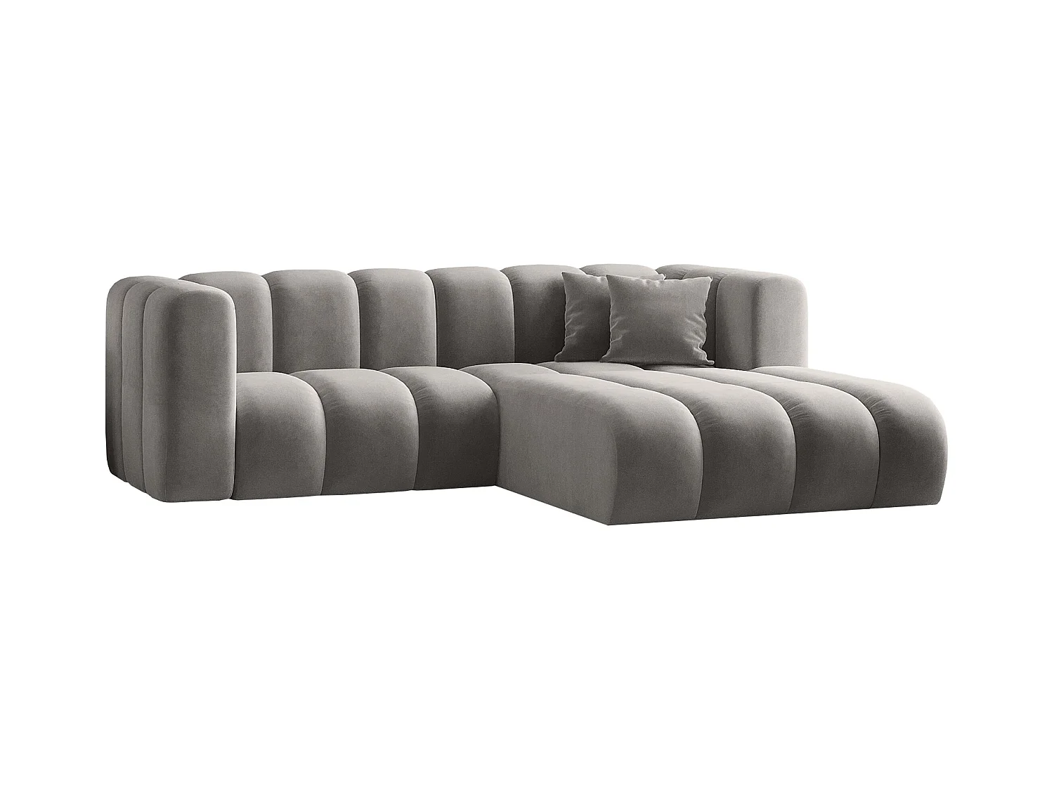 Canapé d'angle en L, Sofa Grand modulable tissu Salvador Gris Droit