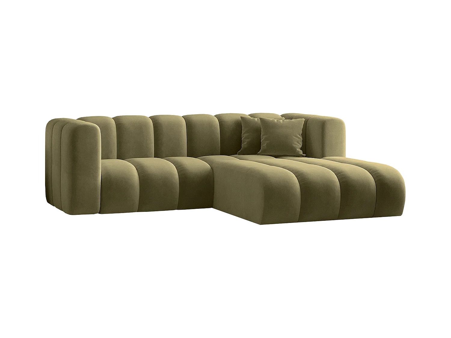 Canapé d'angle en L, Sofa Grand modulable en tissu Salvador Olive Droite