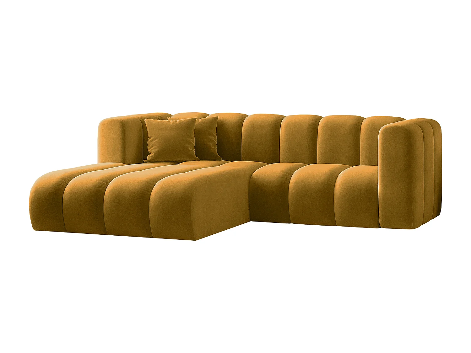 Canapé d'angle en L, Sofa Grand modulable en tissu Salvador Jaune Gauche