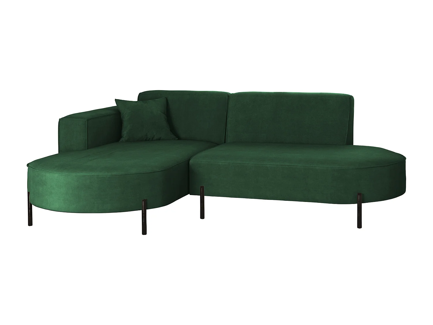 Canapé d'angle, canapé en L, designer Modena, tissu pur Noel Green, gauche