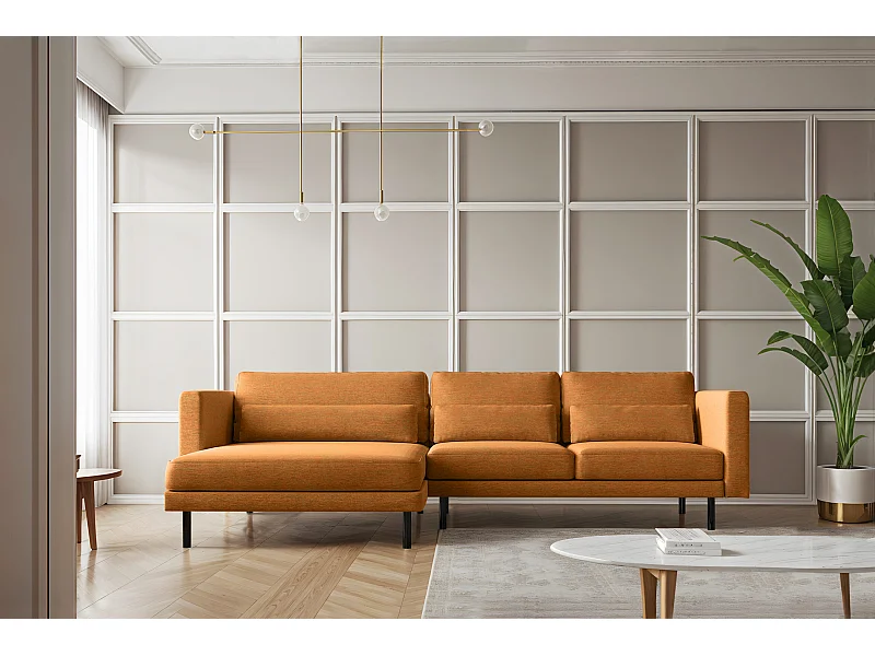 Ecksofa L-form Dani modern und geräumig Stoff Verita Kupfer Links