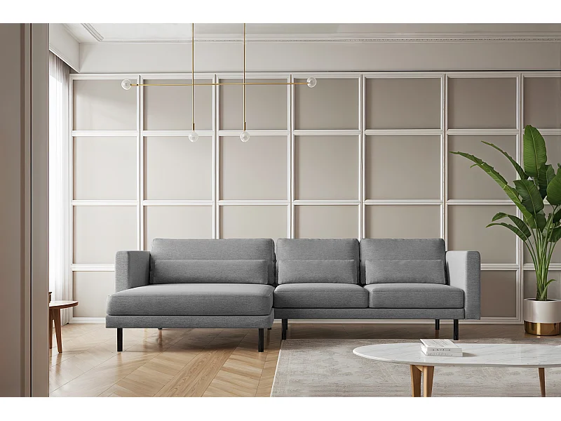 Canapé d'angle L-form Dani moderne et spacieux tissu Verita Steel Gauche