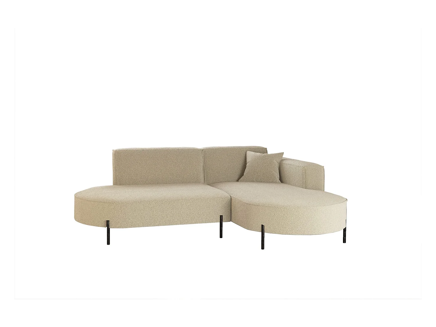 Canapé d'angle, canapé en L design Modena tissu pur source beige droite