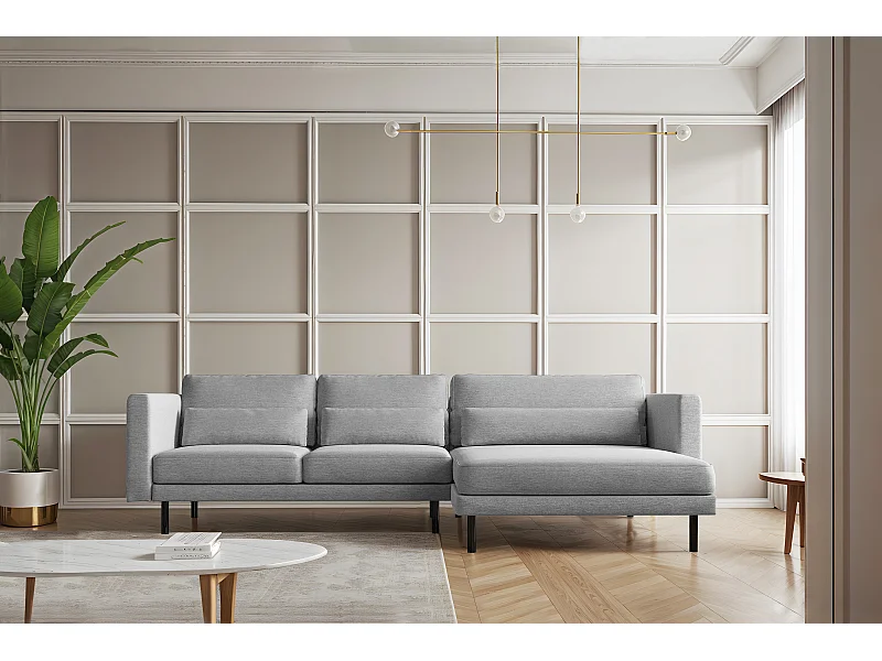 Ecksofa L-form Dani modern und geräumig Stoff Verita Grau Rechts