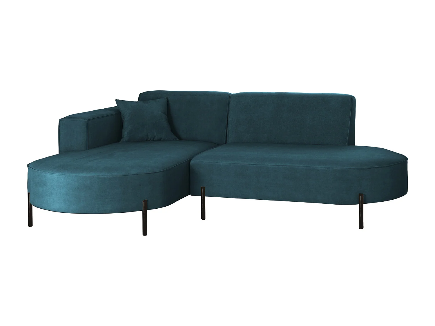 Canapé d'angle, canapé en L, designer Modena, tissu pur Noel Blue, gauche