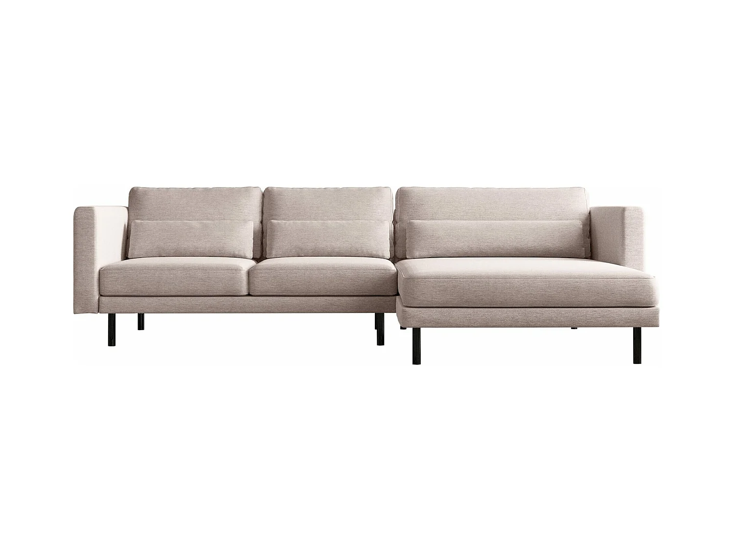 Canapé d'angle en L Dani moderne et spacieux en tissu Verita Beige Droite