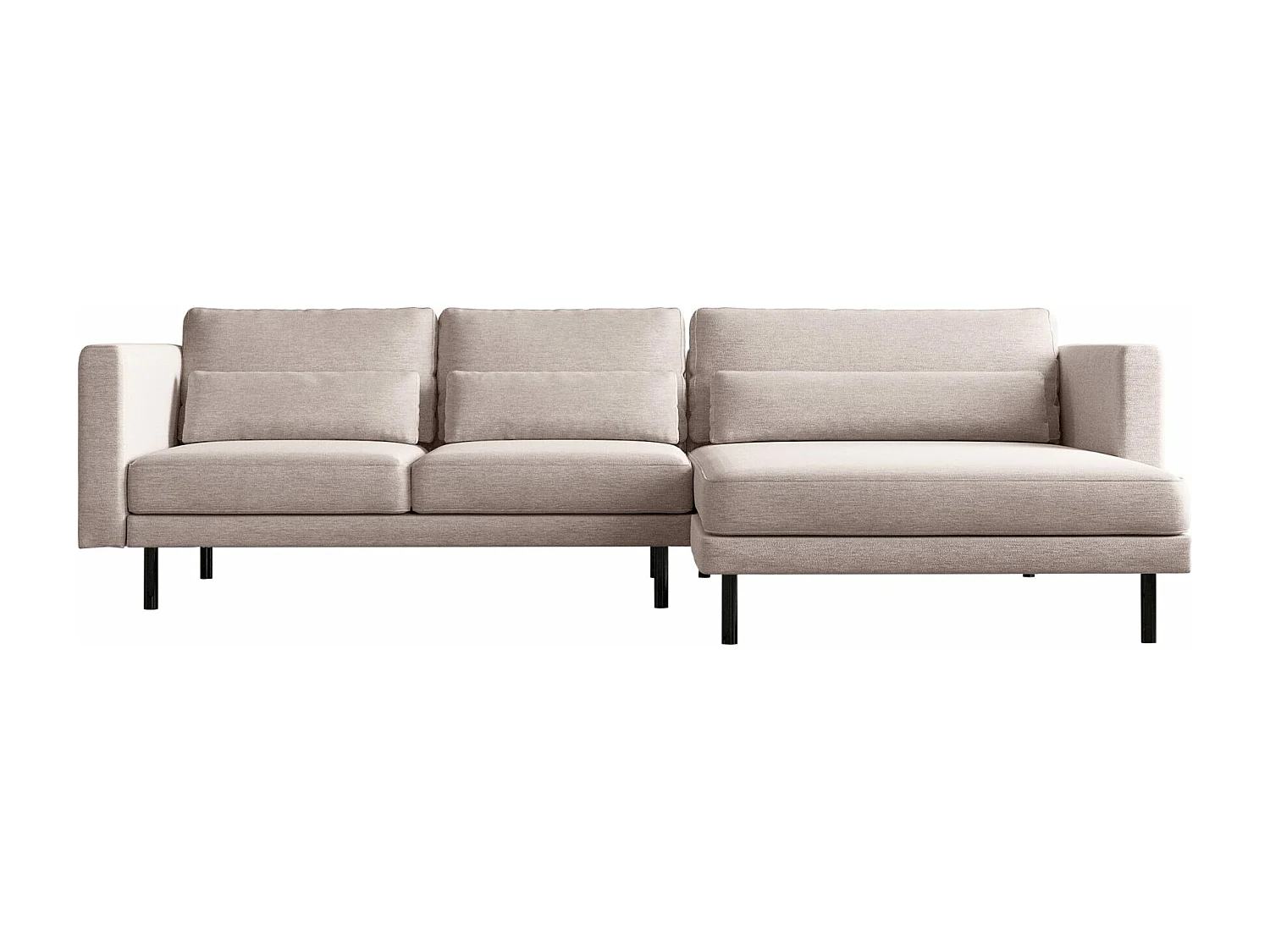 Canapé d'angle en L Dani moderne et spacieux en tissu Verita Beige Droite