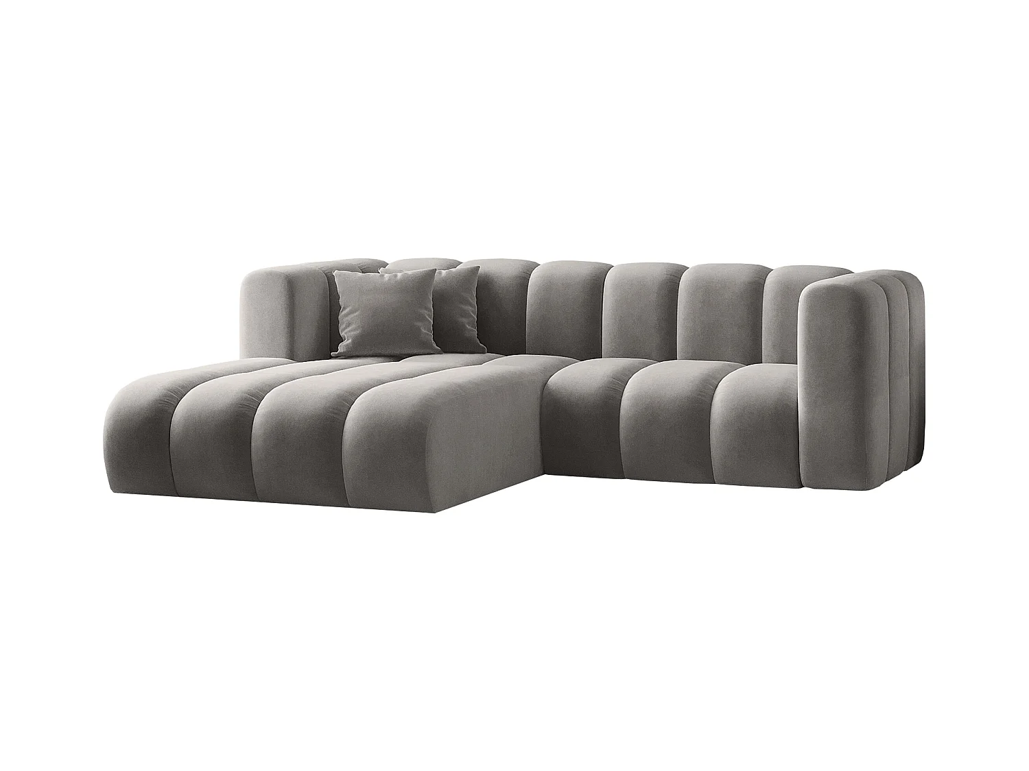 Canapé d'angle en L, Sofa Grand modulable en tissu Salvador Gris Gauche