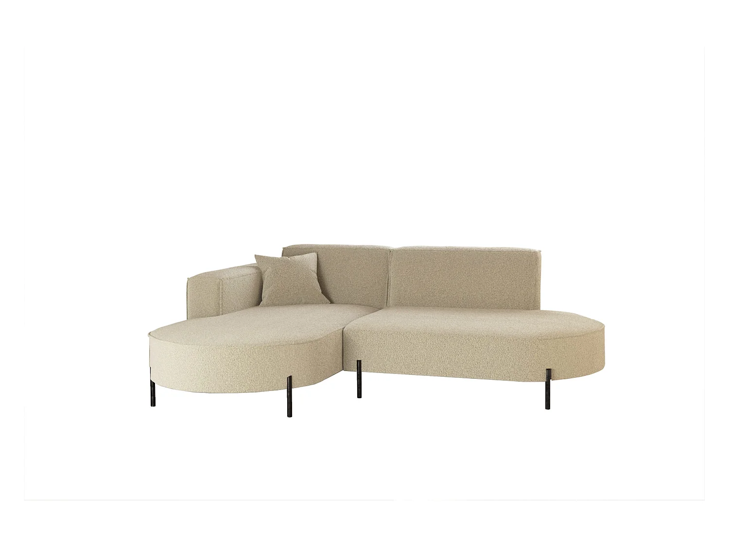 Canapé d'angle, canapé en L design Modena tissu pur source beige gauche