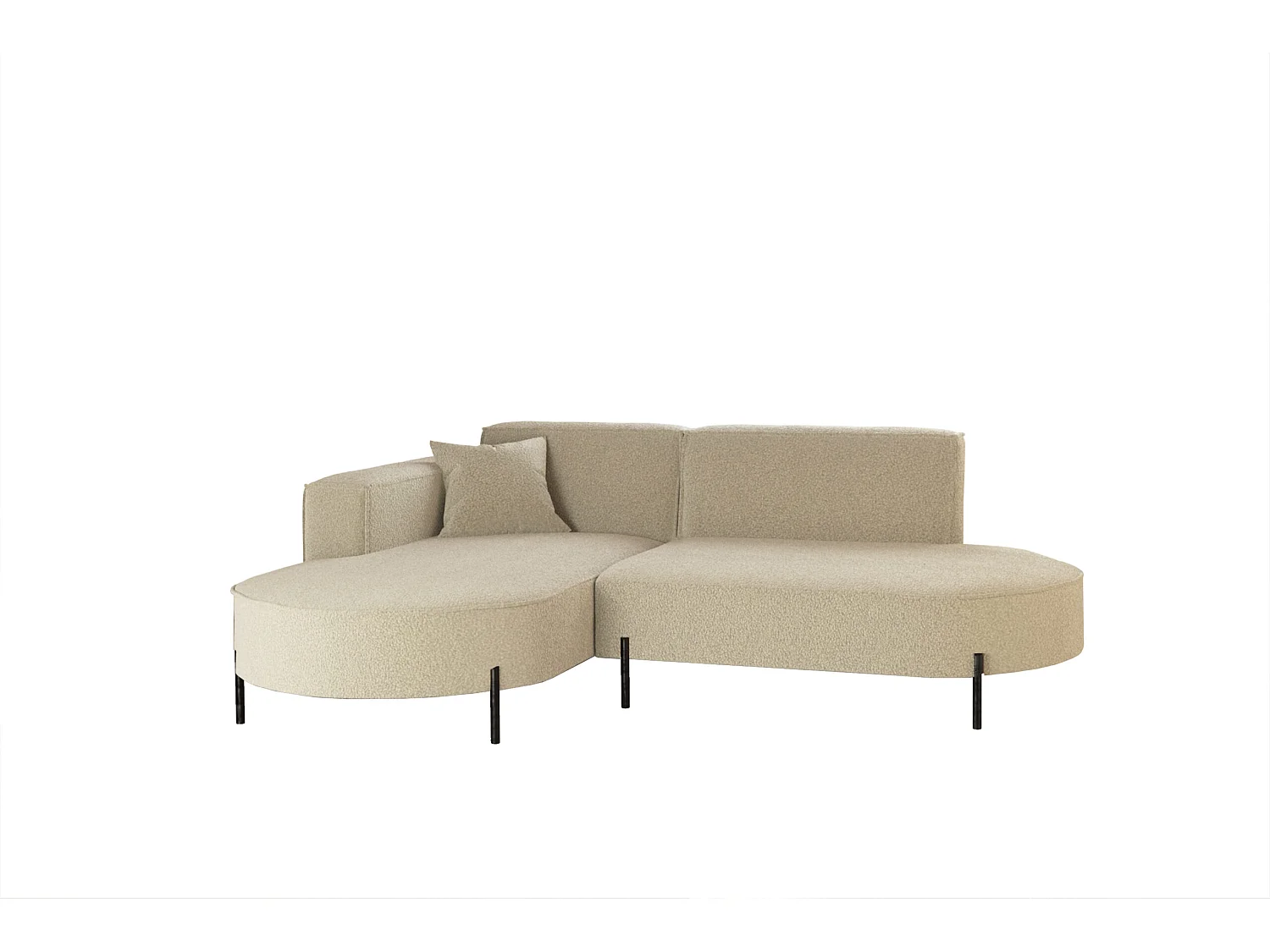 Canapé d'angle, canapé en L design Modena tissu pur source beige gauche