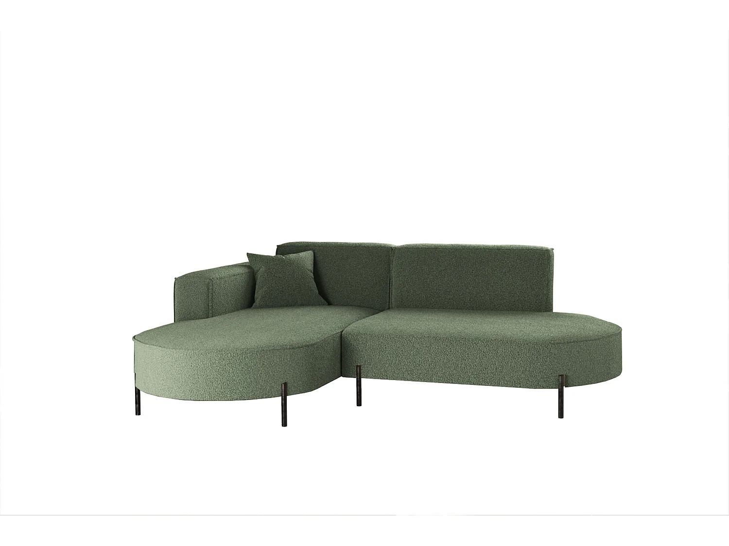 Ecksofa, Sofa L-Form Designer Modena Rein stoff Quelle Grün Links