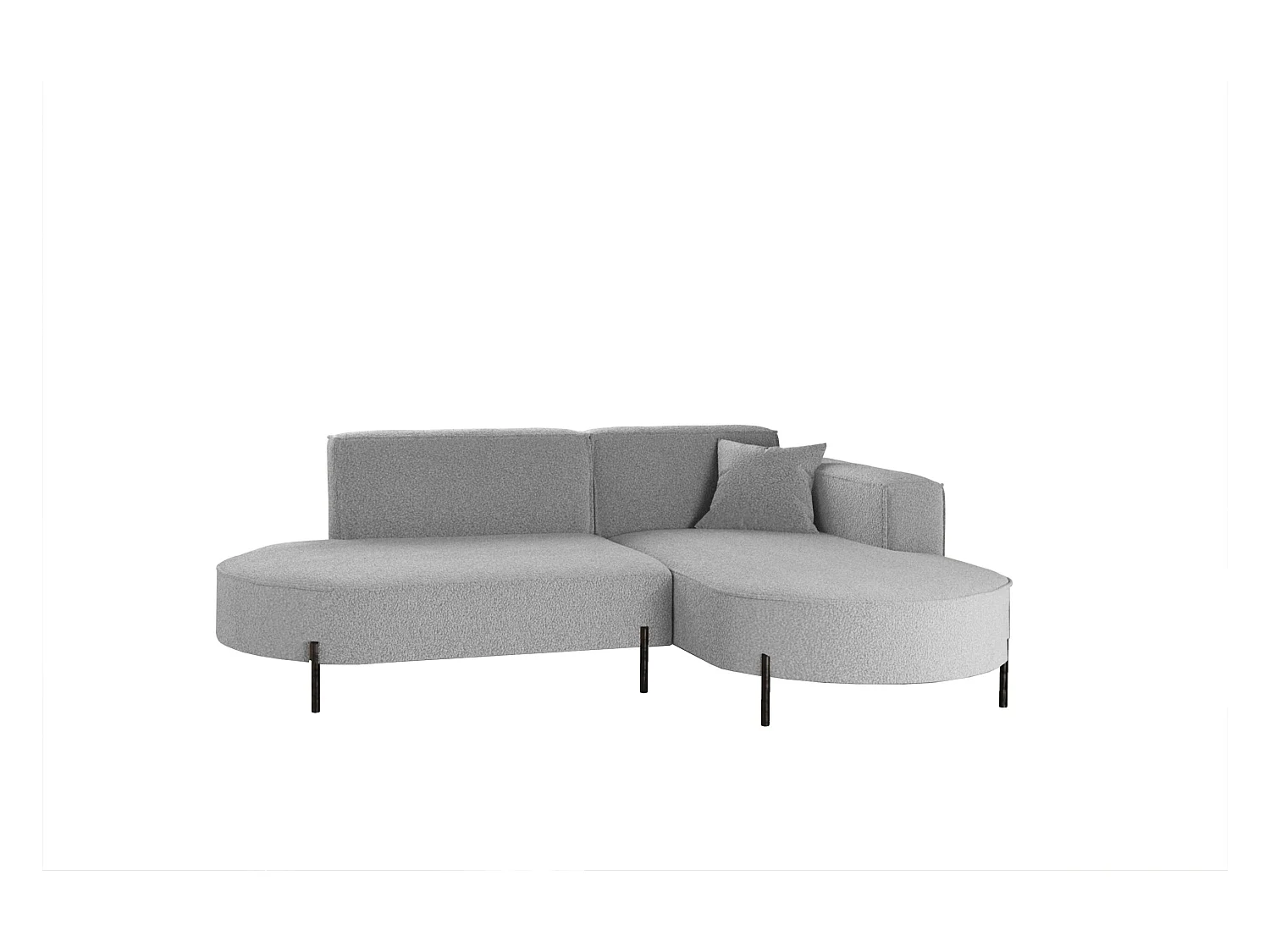 Canapé d'angle, canapé en L, designer Modena, tissu pur, gris source, droite