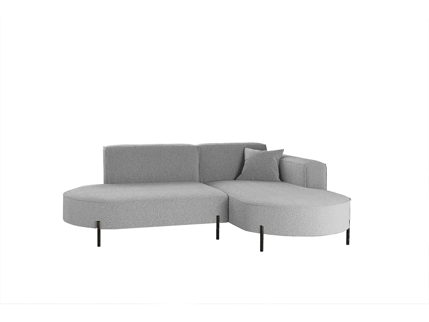 Canapé d'angle, canapé en L, designer Modena, tissu pur, gris source, droite